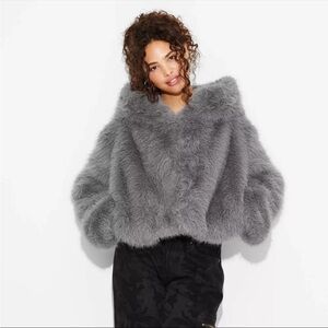 Wild Fable Gray Faux Fur Jacket